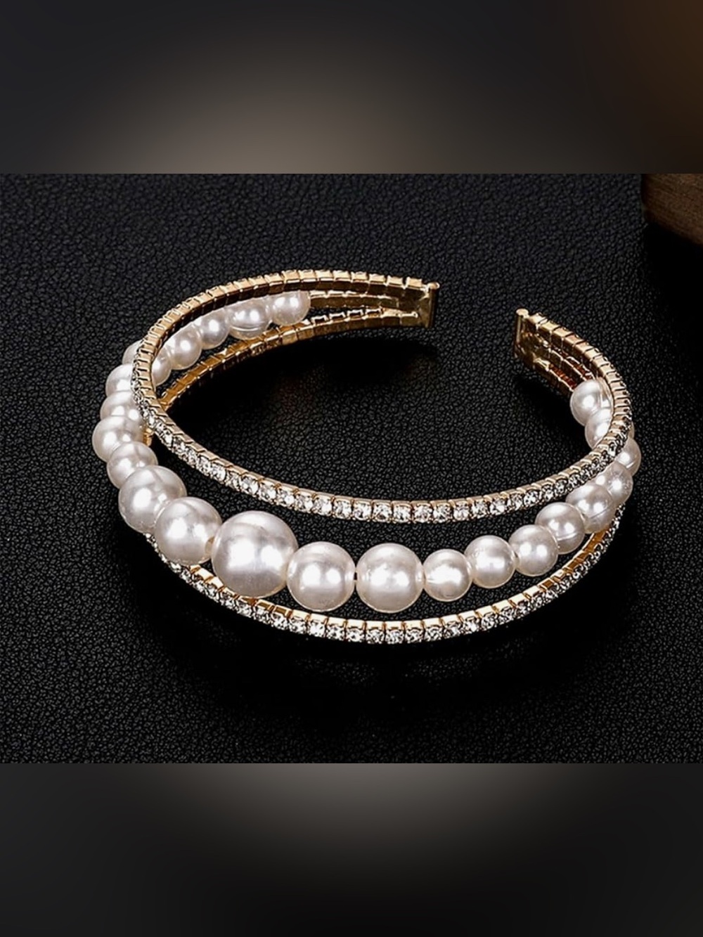 Beautiful Nordstrom multi row topaz crystal Pearl cuff bracelet